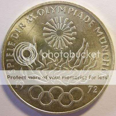GERMANY : 1972  10 DEUTSCHE Marks Silver :  OLYMPICS MUNCHEN
