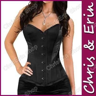 Sexy Lingerie Black Satin Evening Corset Top - L