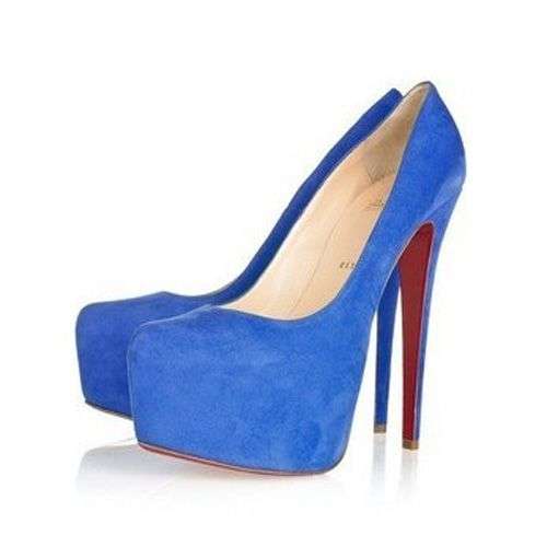 Vogue Elegant Office Lady Women Blue Sheepskin High-Heeled Shoes Size 2--7