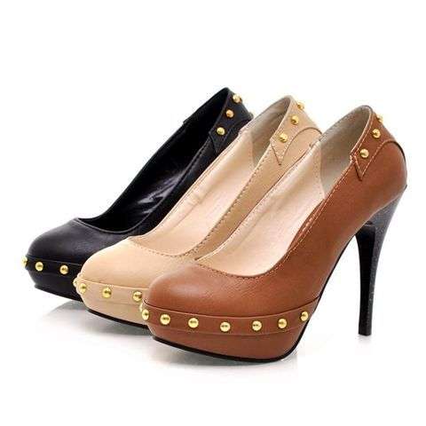 Vogue Office Lade Womens Imitation Leather High-heeled Shoes Size 2--6.5 Three Color