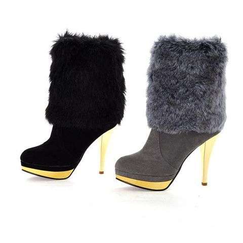 Vogue Women Office Lady Swede Leather High-Heeled Shoes Boots Size 2--6 Two Color