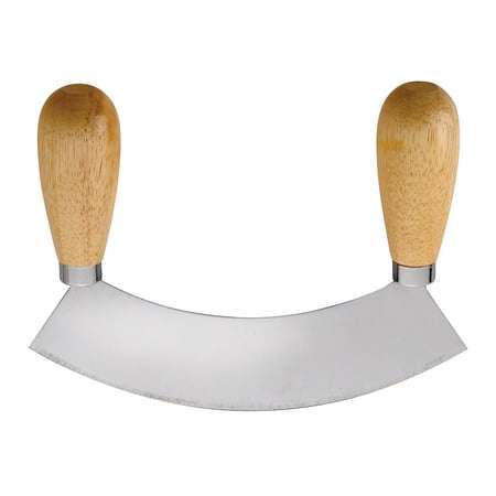 Mezzaluna Vegetable Chopper & Mincing Knife - Stainless Steel Blade with Woo