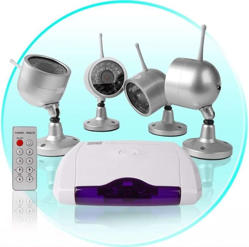 Wireless Home Surveillance Kit - 4 Nightvision Cameras + Receiver Free Shipping
