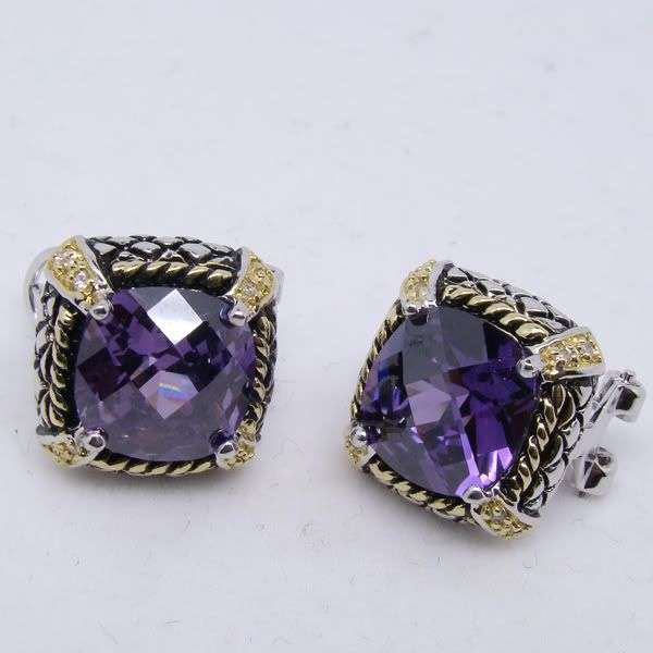 Stunning STERLING SILVER & GOLD TONEBLUE AQUAMARINE QUARTS EARRINGS