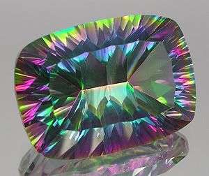 ***13.35Cts. Rainbow Cushion Concave Cut Mystic Quartz gemstone from Brazil - SA SHIPPING!