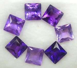 3.82ct.*(7pcs) Top Purple 5mm Princess Cut Amethyst Gemstone LOT - SHIPPED FROM WITHIN SOUTH AFRICA