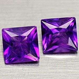 STUNNING!!! 1.10ct.Matched Pair Square Top Purple Amethysts  from Uruguay