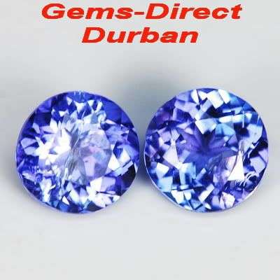 AA - .92CT - PAIR - VIOLET/BLUE D-BLOCK TANZANITE - SHIPPED FROM WITHIN SA!!