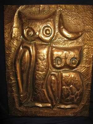Copper,plaque,owls
