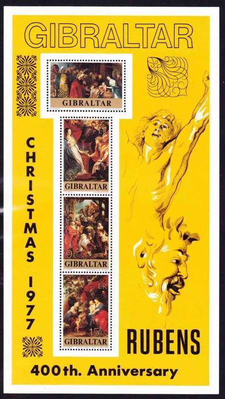Gibraltar - Christmas 400th birth anniv. of Peter Paul Rubens - 1977 - Souvenir Sheet
