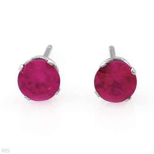 0.70ctw Created Ruby 0.40g 10K White Gold Earrings