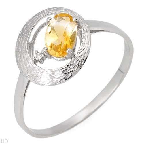 0.41ctw Diamond and Citrine 1.10g 10K White Gold Ring
