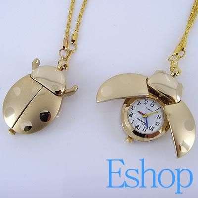 Gold Ladybug Pendant Necklace Watch For Children'Day