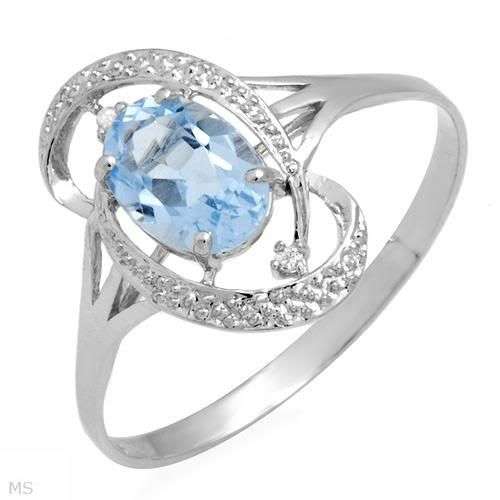 1.00ctw Diamond and Topaz 1.00g 10K White Gold Ring