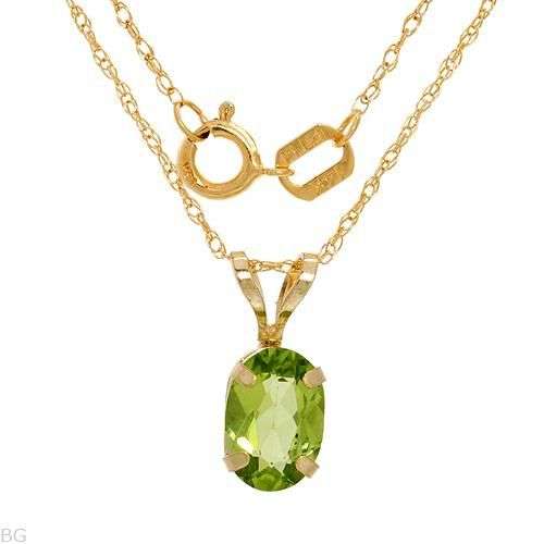 0.90ctw Peridot 0.90g 14K Yellow Gold Necklace