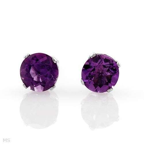 0.50ctw Amethyst 0.40g 10K White Gold Earrings