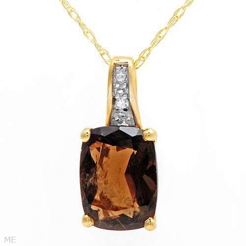 1.61ctw Diamond and Quartz 1.20g 10K Yellow Gold Necklace