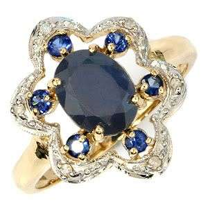 1.93ctw Diamond and Sapphire 2.70g 9K Yellow Gold Ring