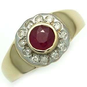 0.80ctw Diamond and Ruby 2.80g 9K Yellow Gold Ring