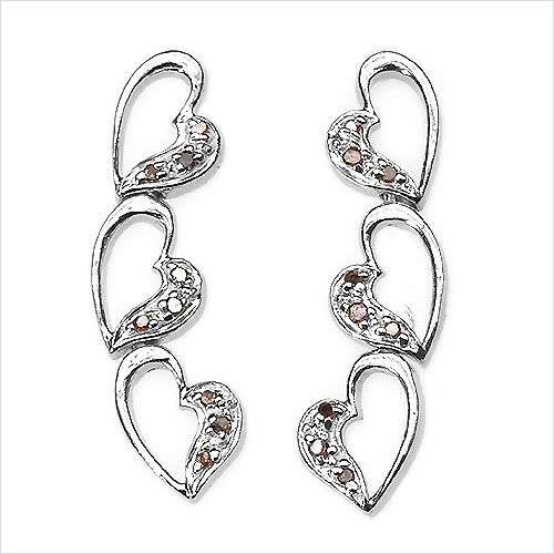 0.10ctw Diamond 2.35g Rhodium Plated Silver Earrings