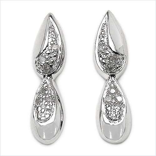 0.08ctw Diamond 2.15g Rhodium Plated Silver Earrings