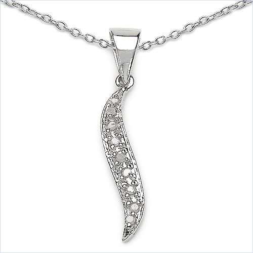 0.05ctw Diamond 1.90g Rhodium Plated Silver Necklace
