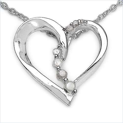 0.12ctw Diamond 2.85g Rhodium Plated Silver Necklace