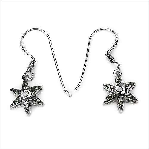 0.18ctw Diamond 2.30g Rhodium Plated Silver Earrings