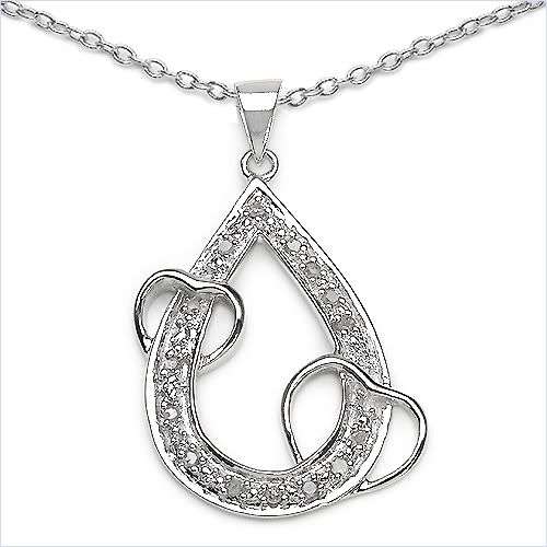 0.16ctw Diamond 5.65g Rhodium Plated Silver Necklace