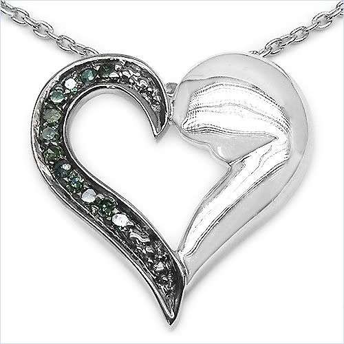 0.11ctw Diamond 3.75g Rhodium Plated Silver Necklace