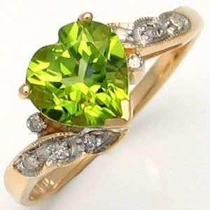 1.18ctw Diamond and Peridot 2.20g 9K Yellow Gold Ring