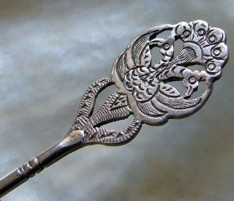 Beautiful ornately engraved Dutch hallmarked silver salt spoon