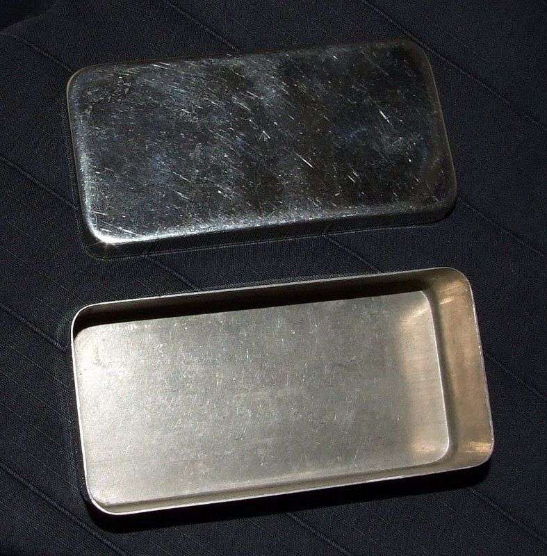 Silver plated box with lid with Military Broad Arrow stamp, English Make.