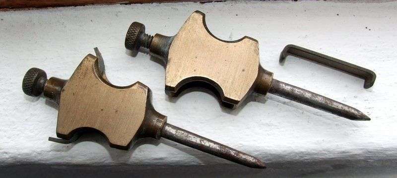 Vintage pair of brass and steel TRAMMEL POINTS