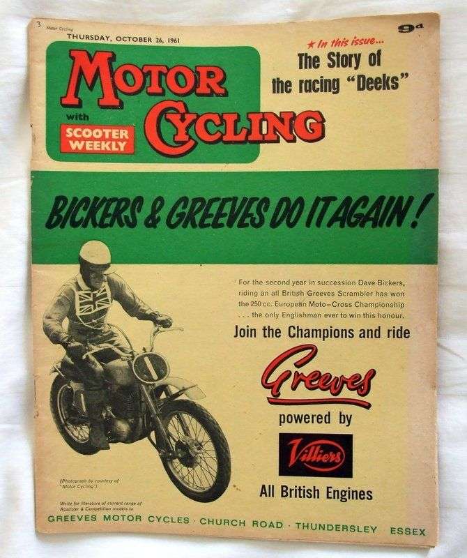 Vintage MOTOR CYCLING magazine from 1961 - 36 pages + cover, very good condition - great adverts