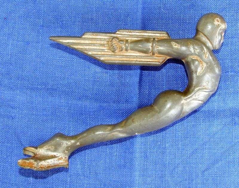 An old La Salle Rocket Man car mascot