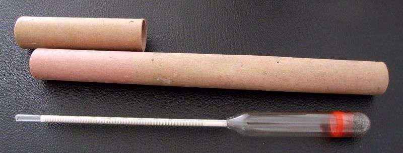 Old Glass floating Hydrometer weighted with lead shot