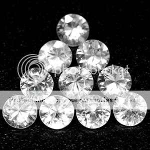 AAA 4.05 Ct.**10 Pcs** Round Diamond Cut Natural White Zircon LOT! - 100% Money Back Guarantee!