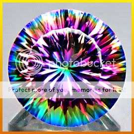 SUPERB! 10.05Cts**(1 Pc)**Round Concave Cut 13.5mm Natural Rainbow Mystic Quartz  - Exact Pics!
