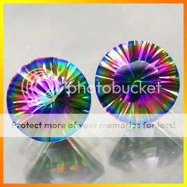 SUPERB! 5.12Cts**(2 Pcs)**Round Concave Cut 9mm Natural Rainbow Mystic Quartz PAIR  - Exact Pics!