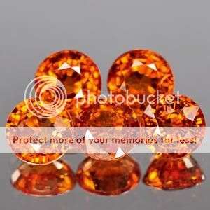 AAA 2.04 Cts. (5 Pcs) Round Natural Orange Spessartine Garnet LOT! - Winner receives all 5 Pieces