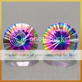 STUNNING! AAA 5.05Cts**(2 Pcs)**Round Concave Cut  Natural Rainbow Mystic Quartz PAIR  - Exact Pics!