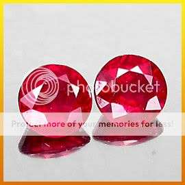 Superb!  1.50Cts MATCHED**(2Pcs)** 5.30MM. ROUND TOP BLOOD RED RUBY PAIR