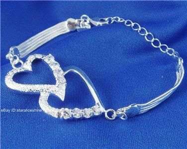 Stunning Sterling Silver and CZ heart bracelet
