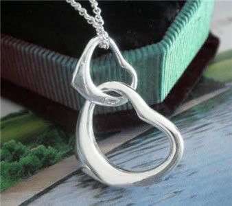 Stunning Sterling Silver Double Heart Pendant Necklace!