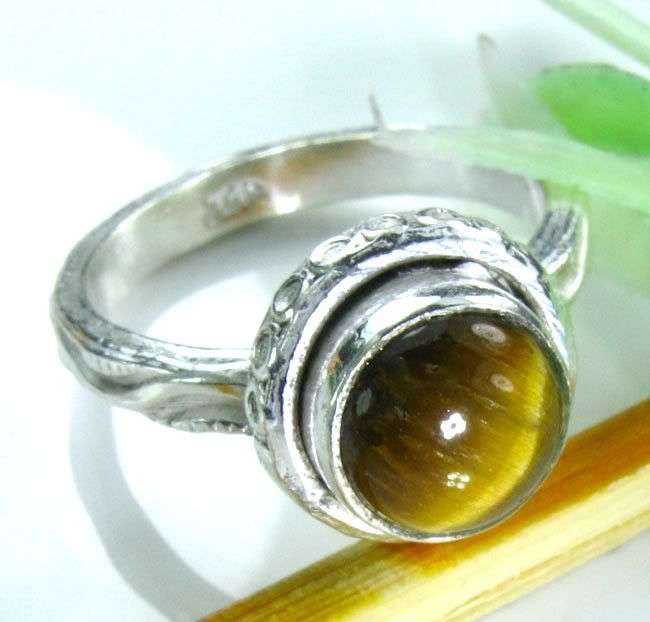 EXCLUSIVE TIGER EYE 925 SILVER RING SIZE 6 1/2