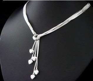 925 Silver Fashion Five Line Heart Necklace
