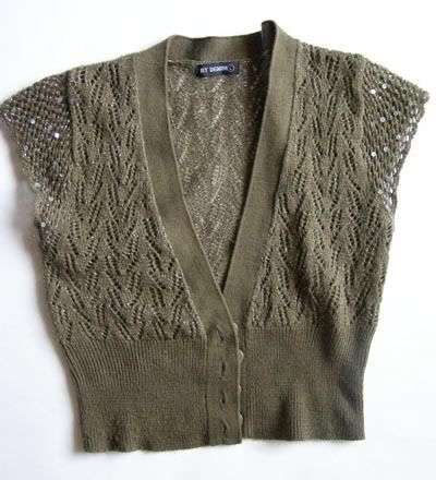 FAB Khaki knitted Cardi with silver thread!!