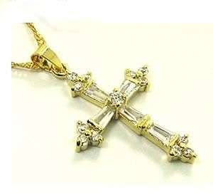 Gorgeous 18k gold plated Sim Diamond Cross Pendant