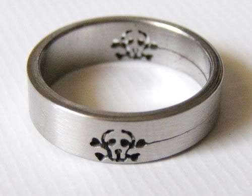 SOLID STAINLESS STEEL BAND RING. SKULL